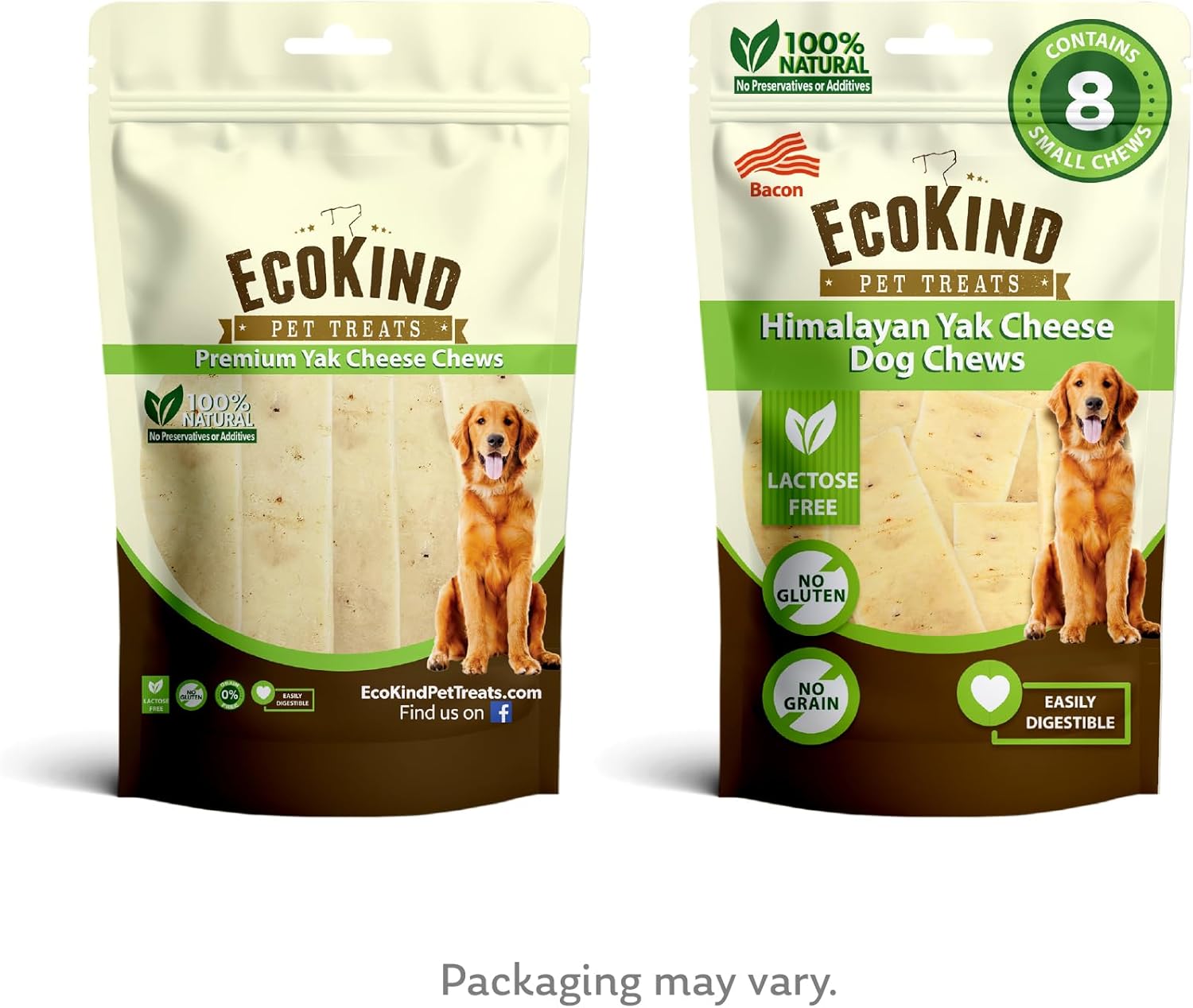 Yak Chews Bacon Grande Perros - EcoKind Natural Duradero