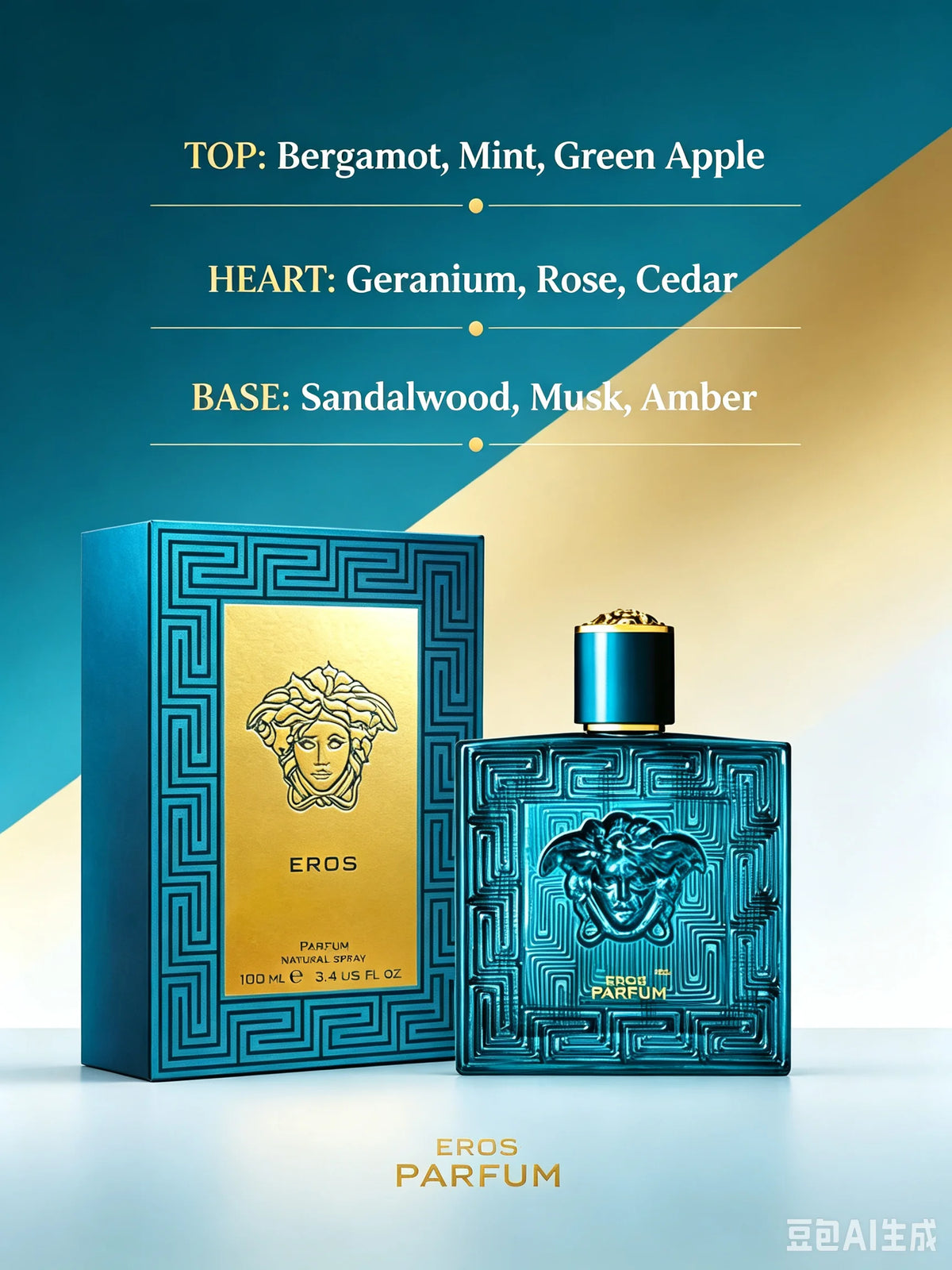 Versace Pour Homme Eros 3.4 Fl Oz 100ml, Colonia Masculin...