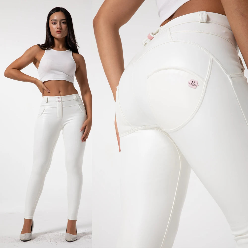 Shascullfites, pantalones pitillo de piel sintética para ...