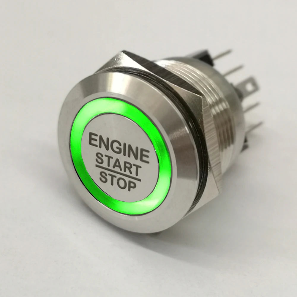 Interruptor Botón Motor Start Stop 19-30mm Anillo Luminoso Momentáneo