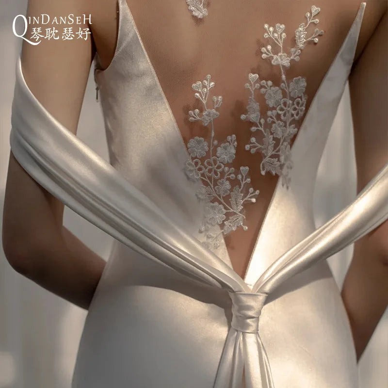 Vestidos de novia ligeros sin espalda, vestido de novia d...