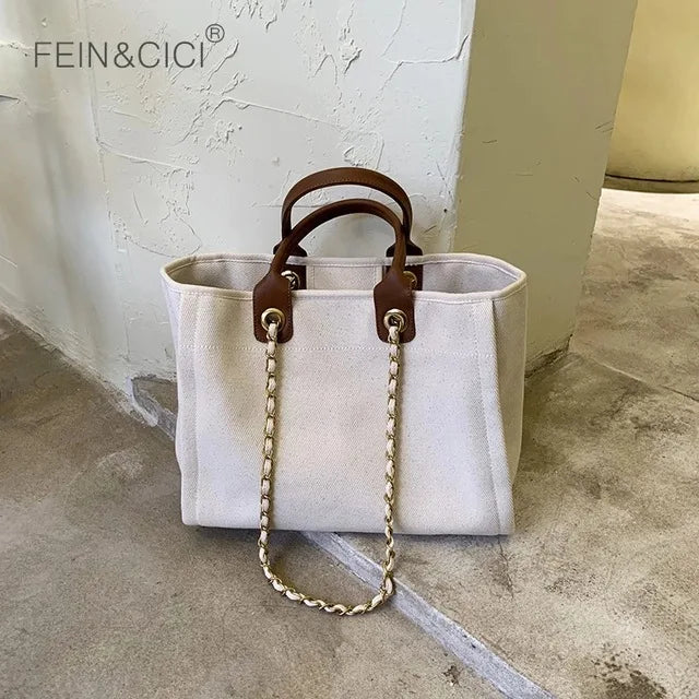 Bolso grande de lona para mujer, bolsa de hombro de cuero...