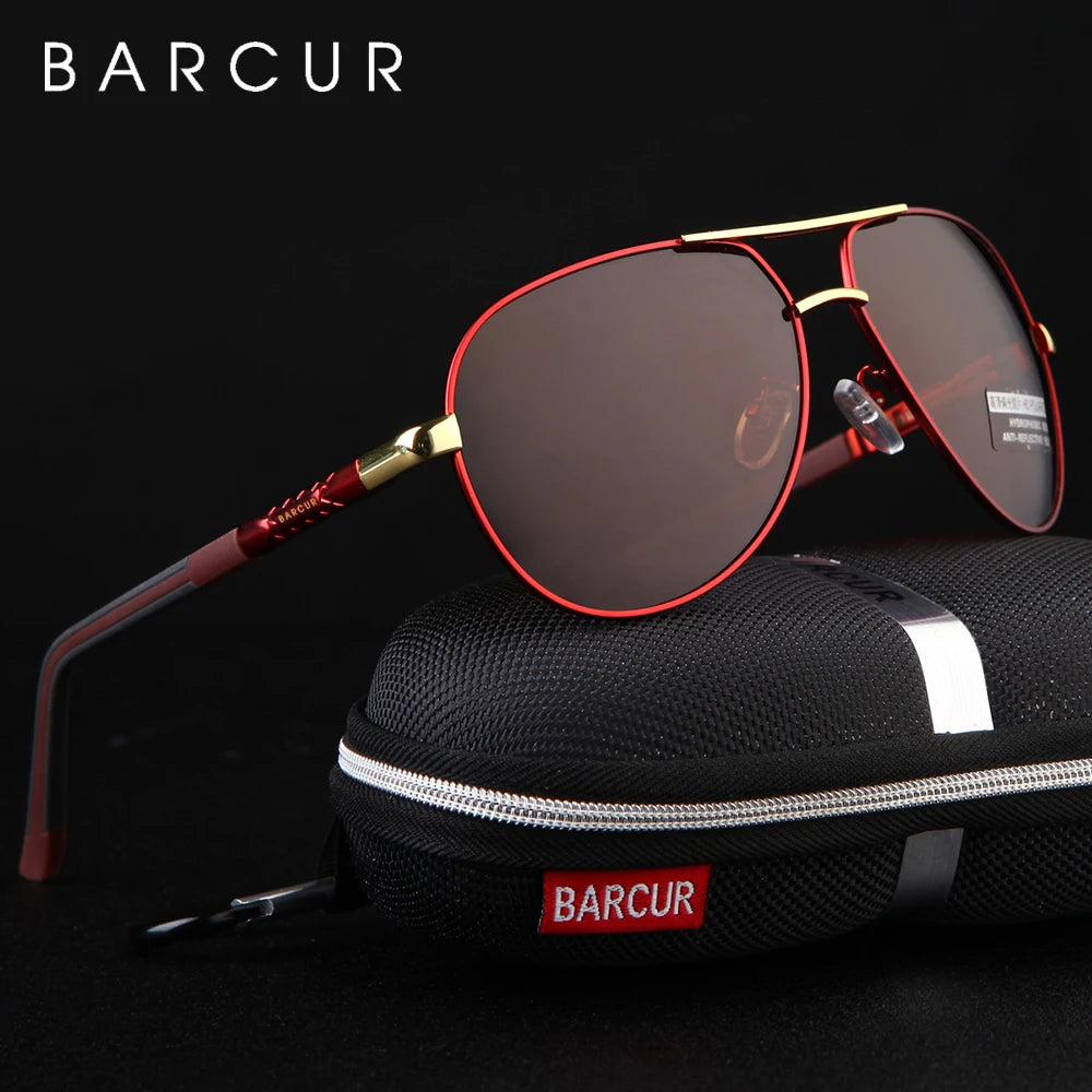 BARCUR Gafas de sol clásicas de aluminio para hombre con ...