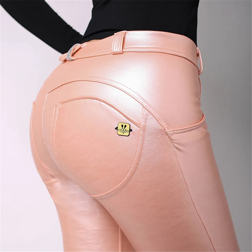 Melody Wear-pantalones de cuero rosa para mujer, pantalón...