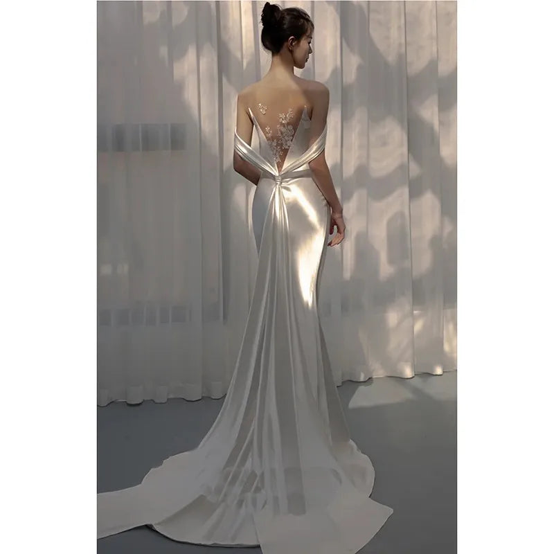 Vestidos de novia ligeros sin espalda, vestido de novia d...