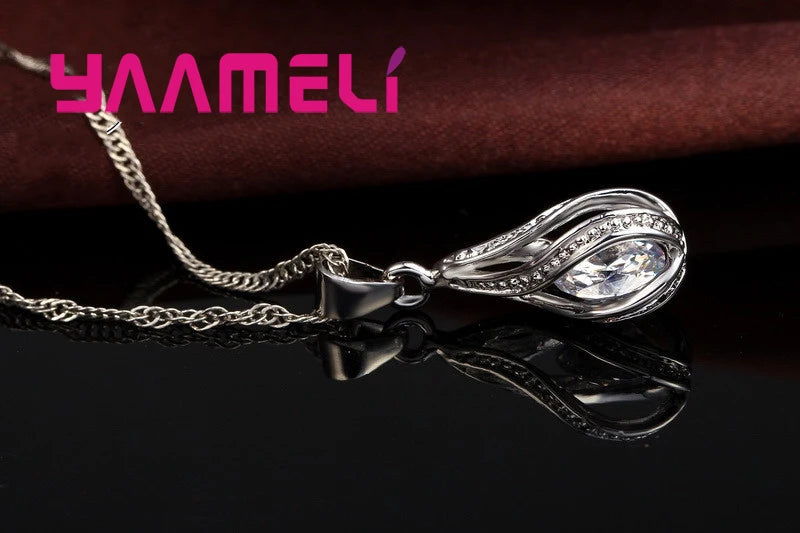 Gota de agua caliente CZ 925 conjunto de joyería chapada ...