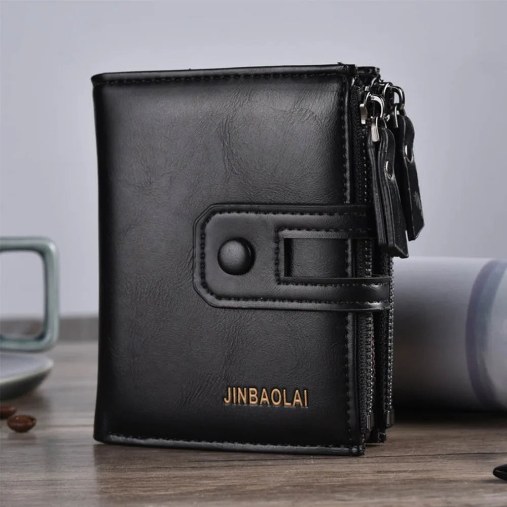 Carteras para Hombre de Cuero PU Vintage | Doble Cremallera | Tarjetero