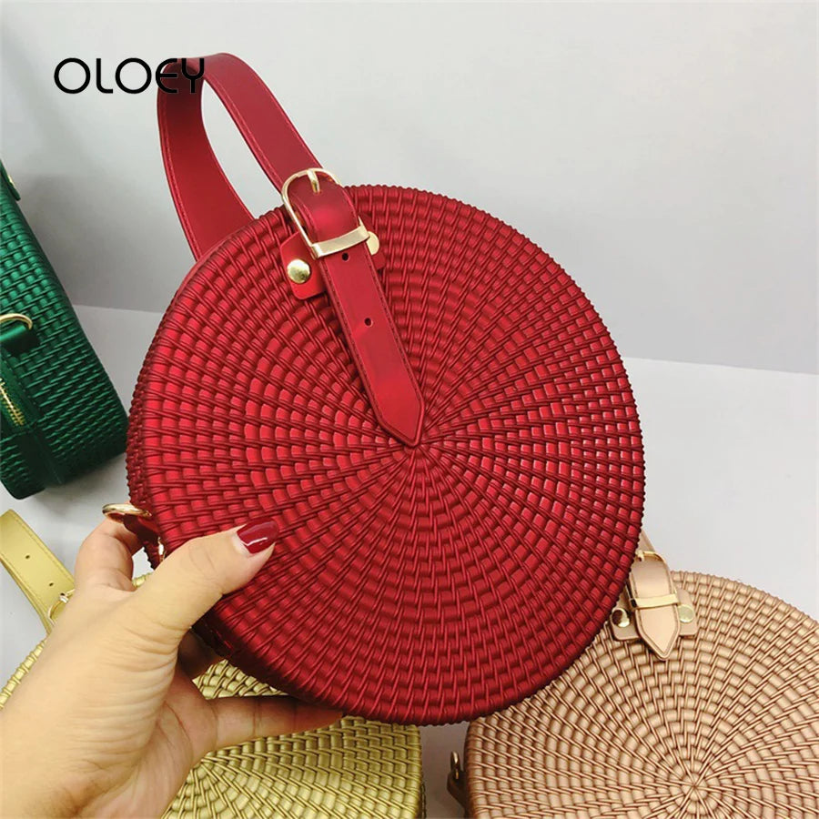 Bolsos de hombro redondos esmerilados para Mujer, Bolso d...