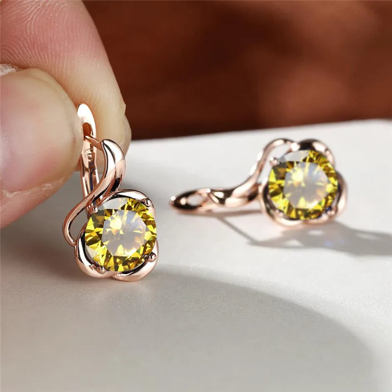 Rainbow cubic zirconia floral mystical earrings featuring vibrant flower designs from Corporación Turística.