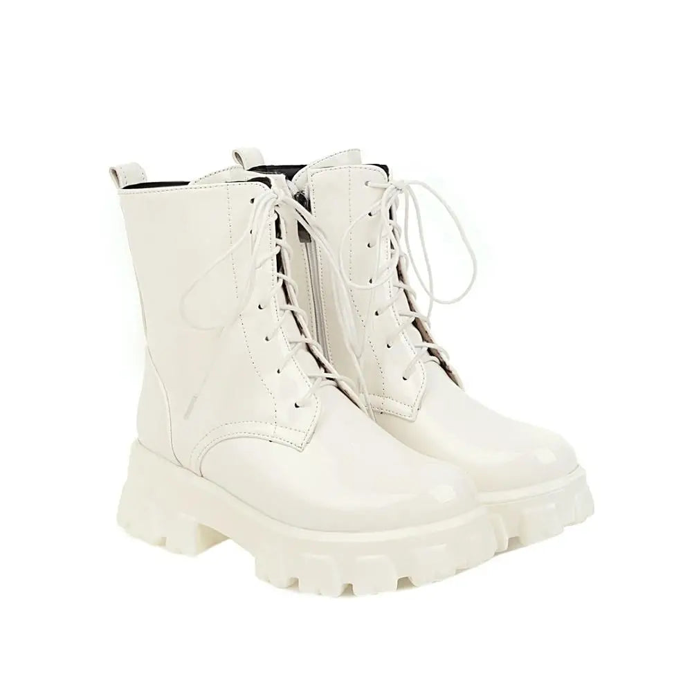 Botas de mujer, zapatos de plataforma de charol, botines ...