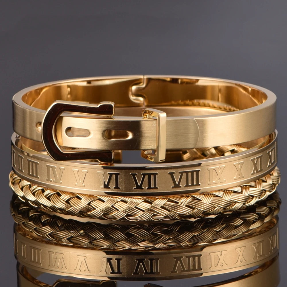 Brazalete clásico de acero inoxidable para hombre, pulser...