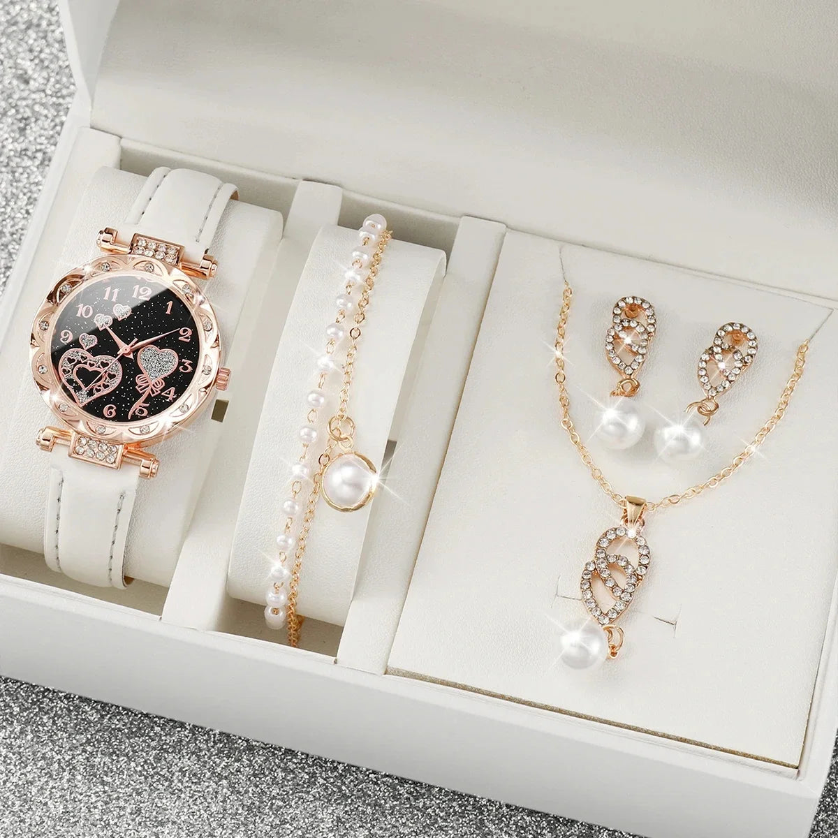 Juego de 4 piezas de reloj de cuarzo con diamantes de imi...