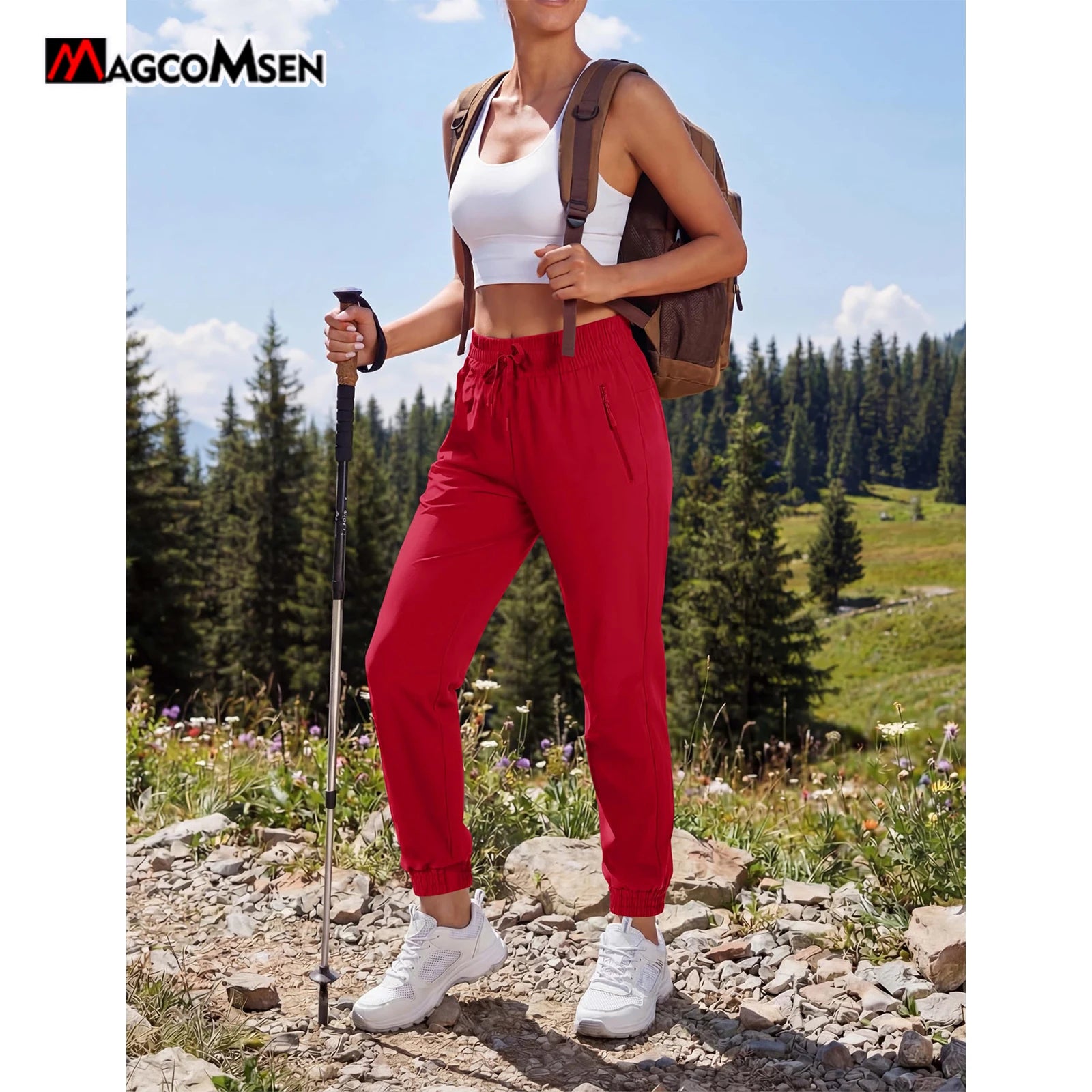 MAGCOMSEN Pantalones de senderismo impermeables para muje...