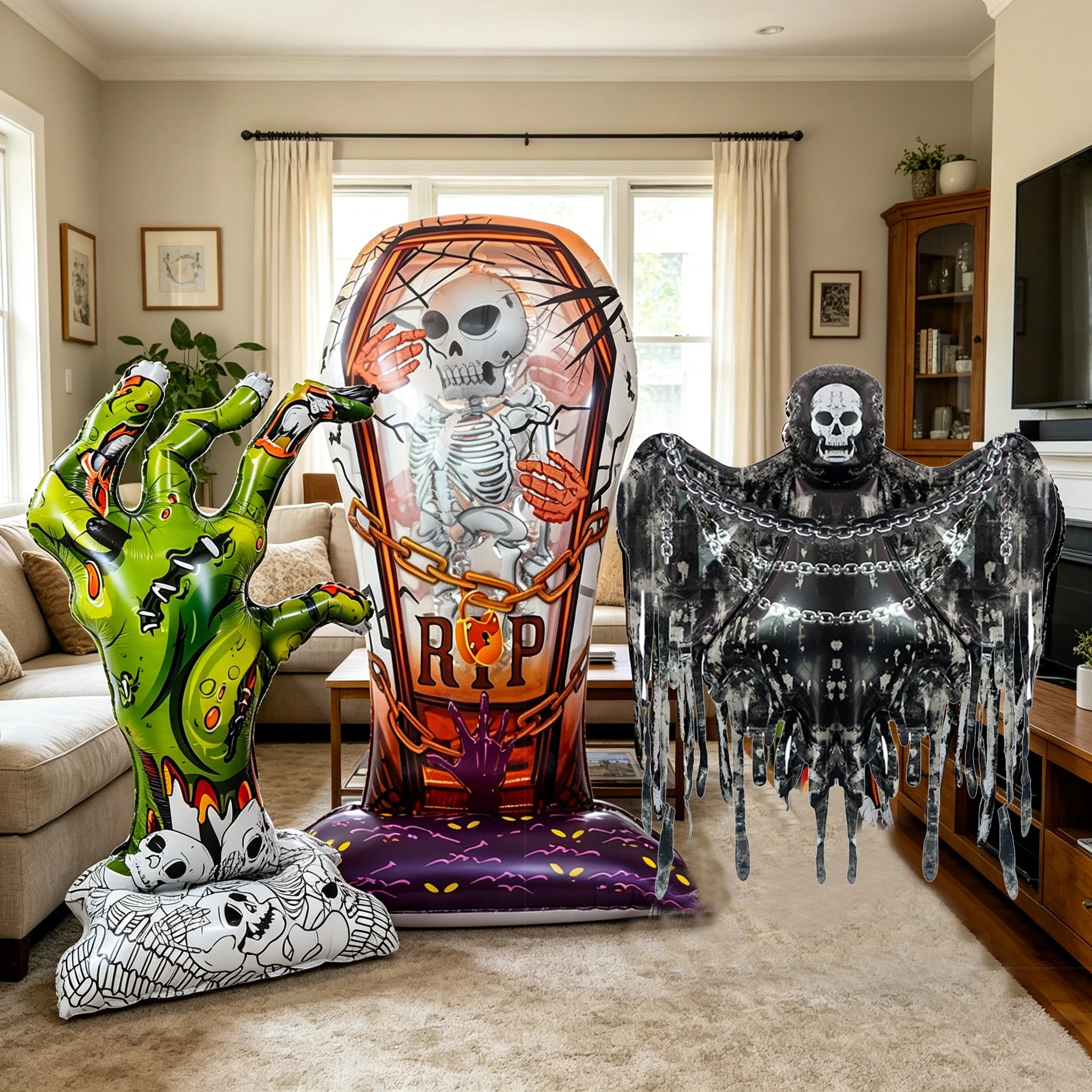 Globo Esqueleto Gigante Calavera Terror Halloween Foil Inflable