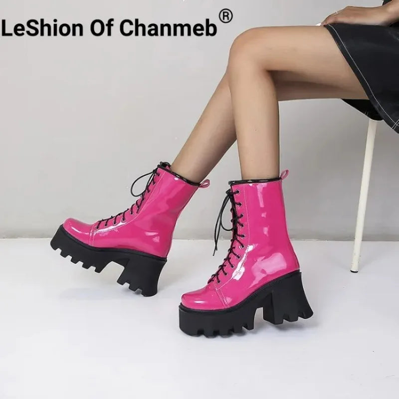 LeShion of Chanmeb, botas góticas Punk para mujer, botas ...