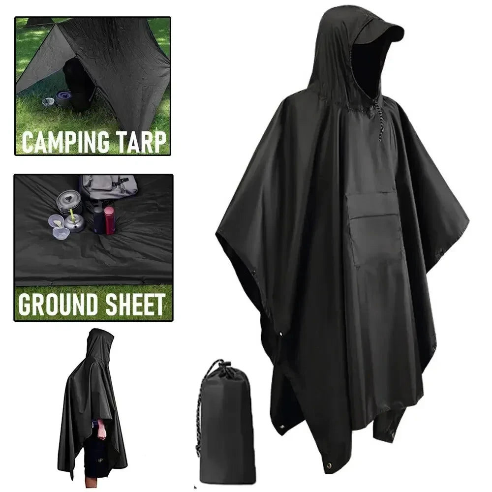 Chubasquero Militar 3 en 1: Poncho Impermeable con Capucha - Corporación Turística