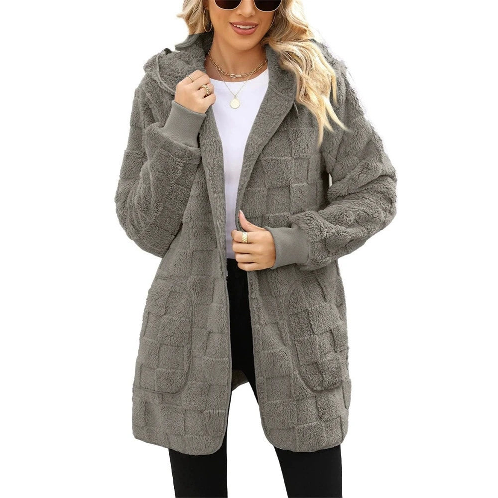 Chaqueta de terciopelo con capucha para mujer, estilo cár...