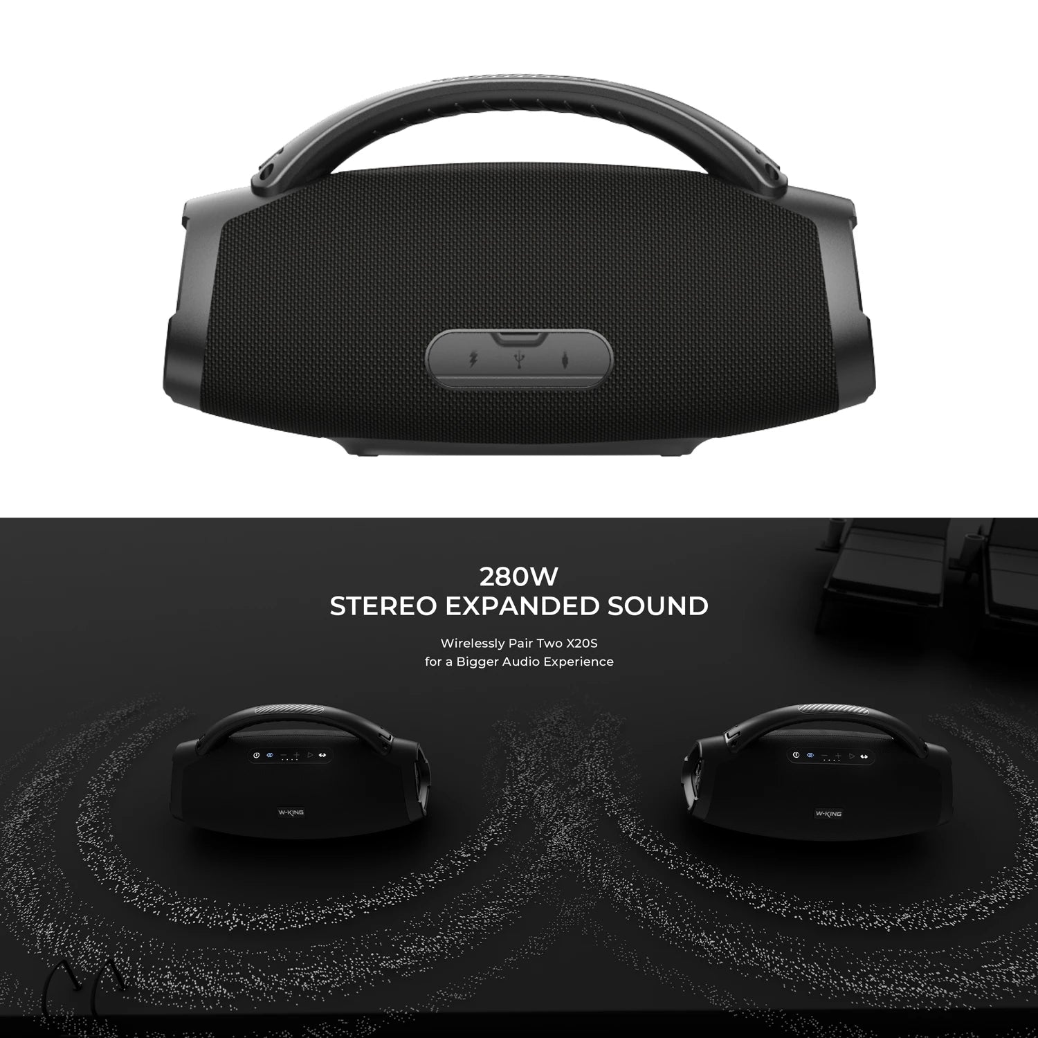 Altavoz W-KING X20S 140W RMS Bluetooth Correa, Sonido Potente Fiesta Impermeable