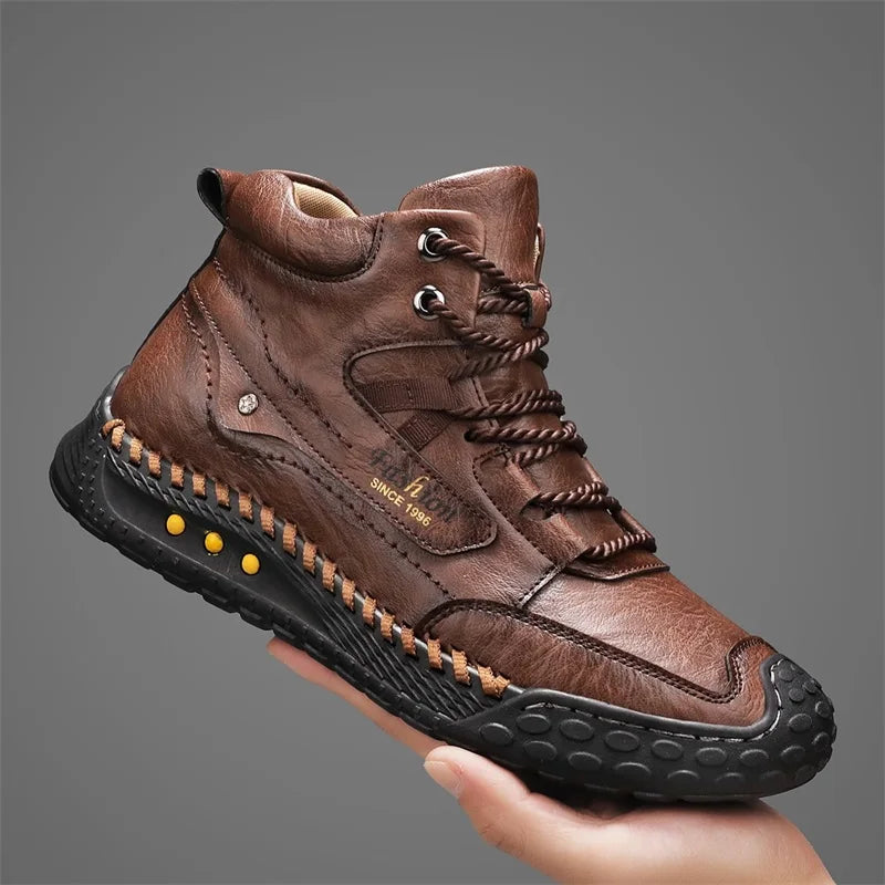 Botas de moda cosidas a mano para hombre, zapatos casuale...