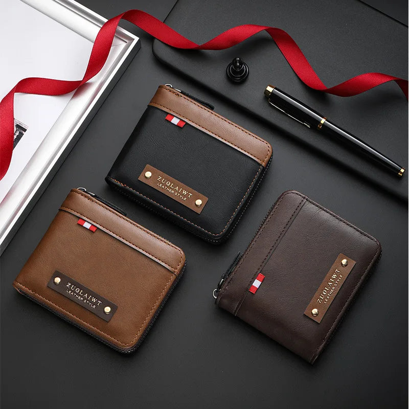 Cartera Retro Hombre Triple Pliegue CEXIKA con Bolsillo Oculto