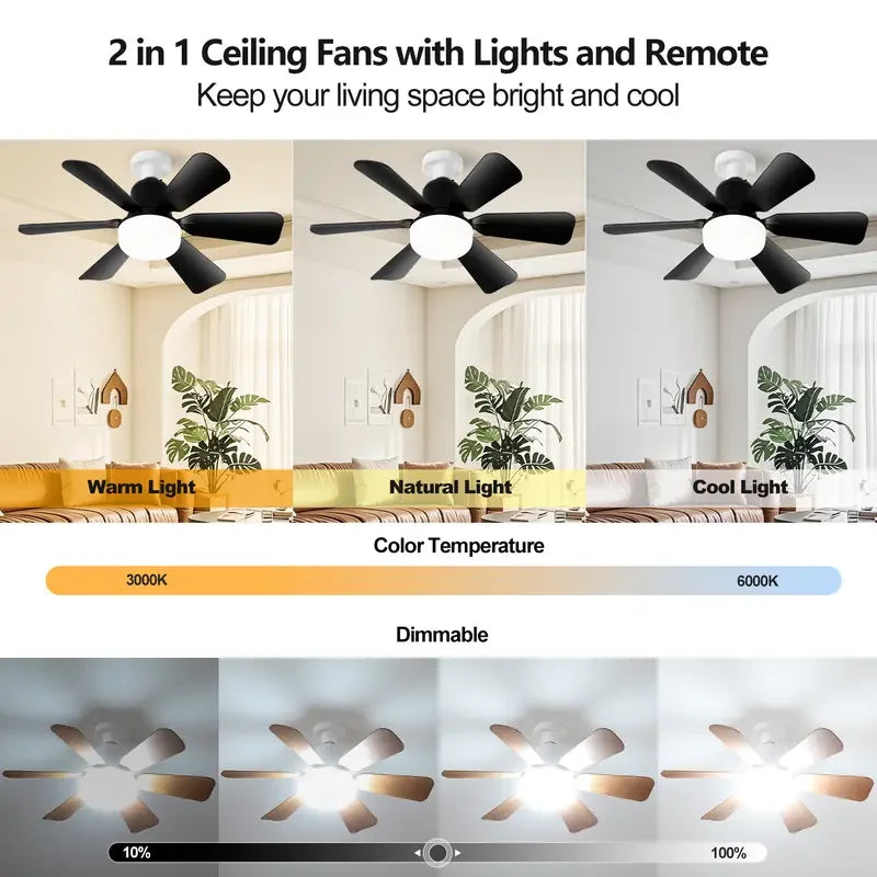 Ventilador Techo LED 40W E27 con Control Remoto - Silencioso y Moderno