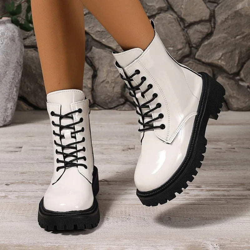 Botas individuales para mujer, botines versátiles con pla...