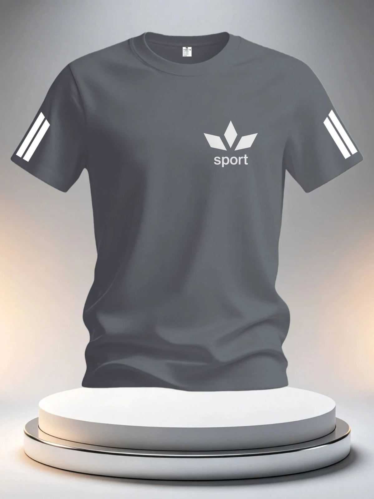 Men's summer sports T-shirt with striped design, lightweight breathable fabric, from Corporación Turística.