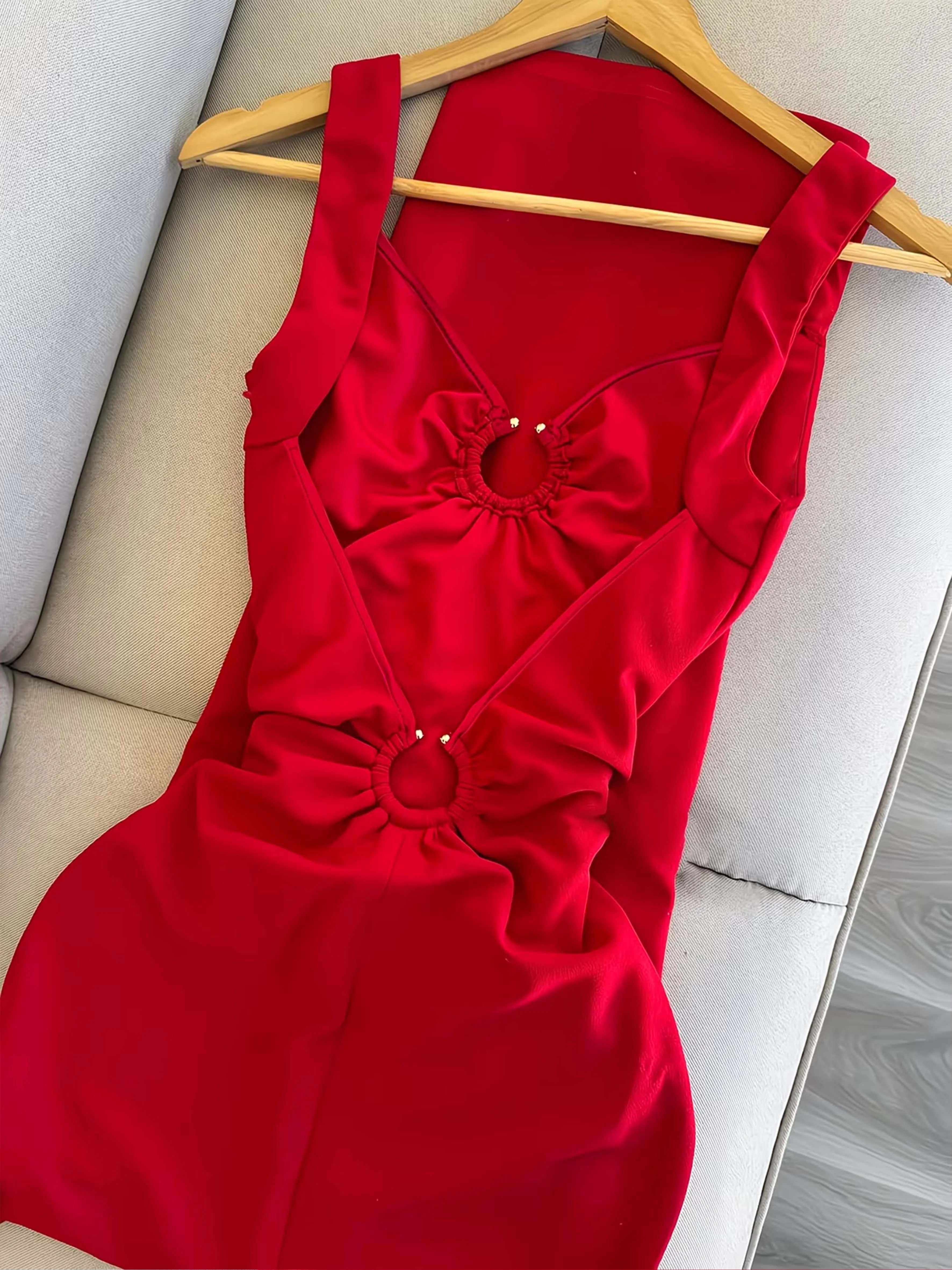 Vestido de Mujer para las Cuatro Estaciones, Color Sólido...