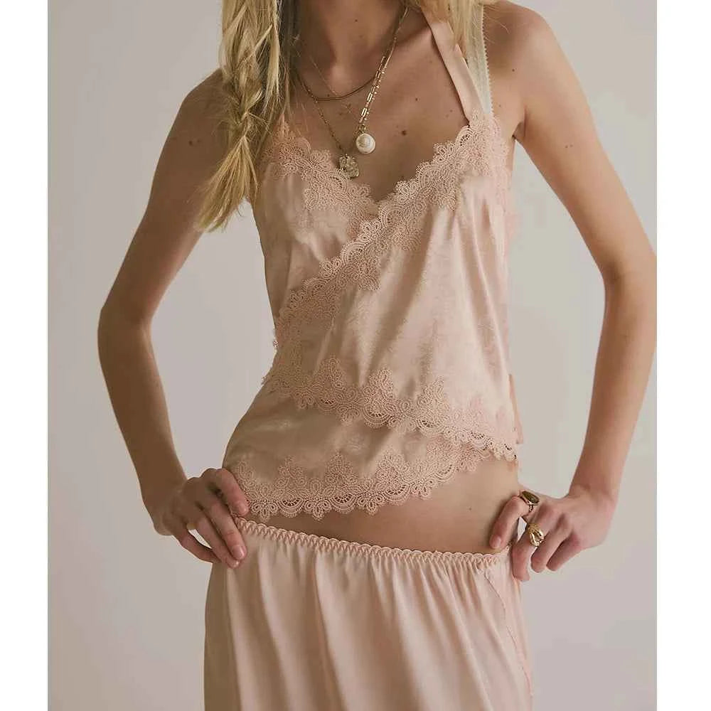 Camisola Satén Encaje Y2K Mujer Verano FYBITBO – Elegante y Sexy