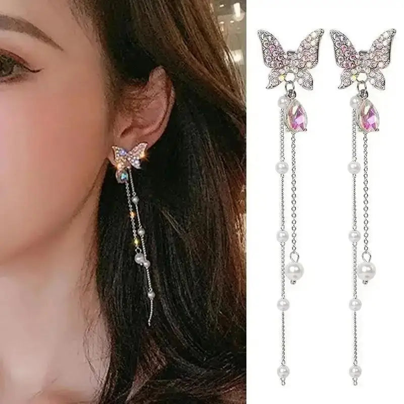 Pendientes de borla de perlas de moda coreana con aguja d...