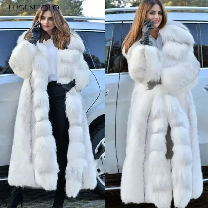 Abrigo de piel sintética para mujer, moda de invierno, ab...