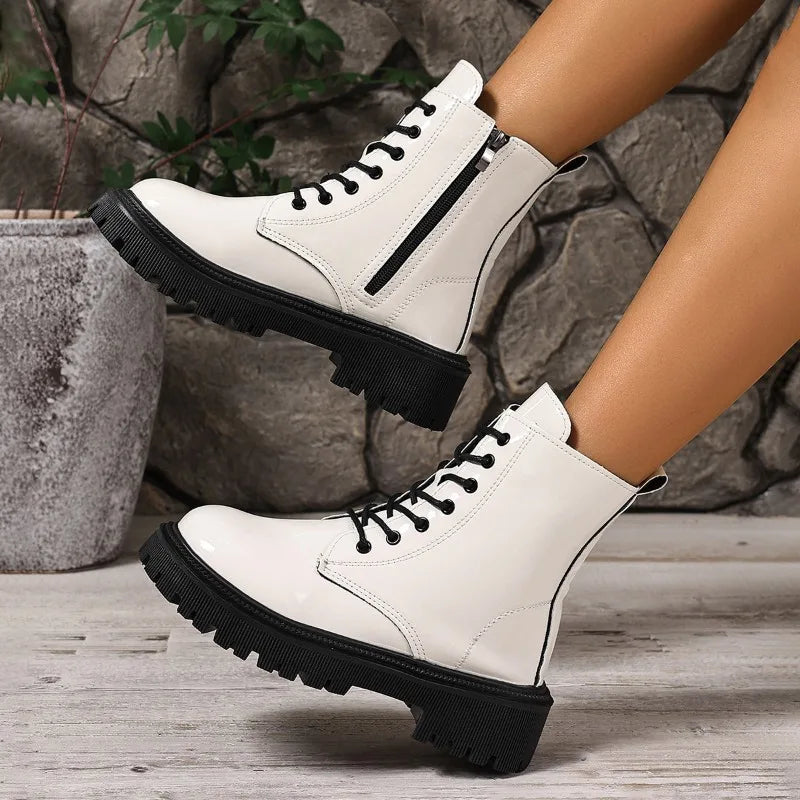 Botas individuales para mujer, botines versátiles con pla...