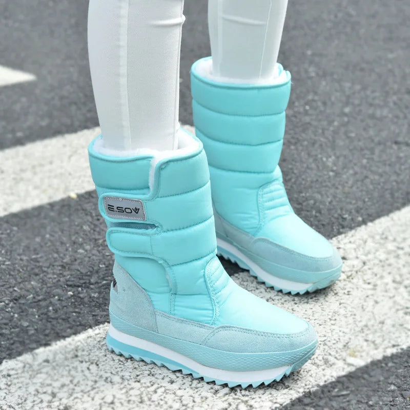 Botas de nieve gruesas de invierno para mujer, botas cáli...