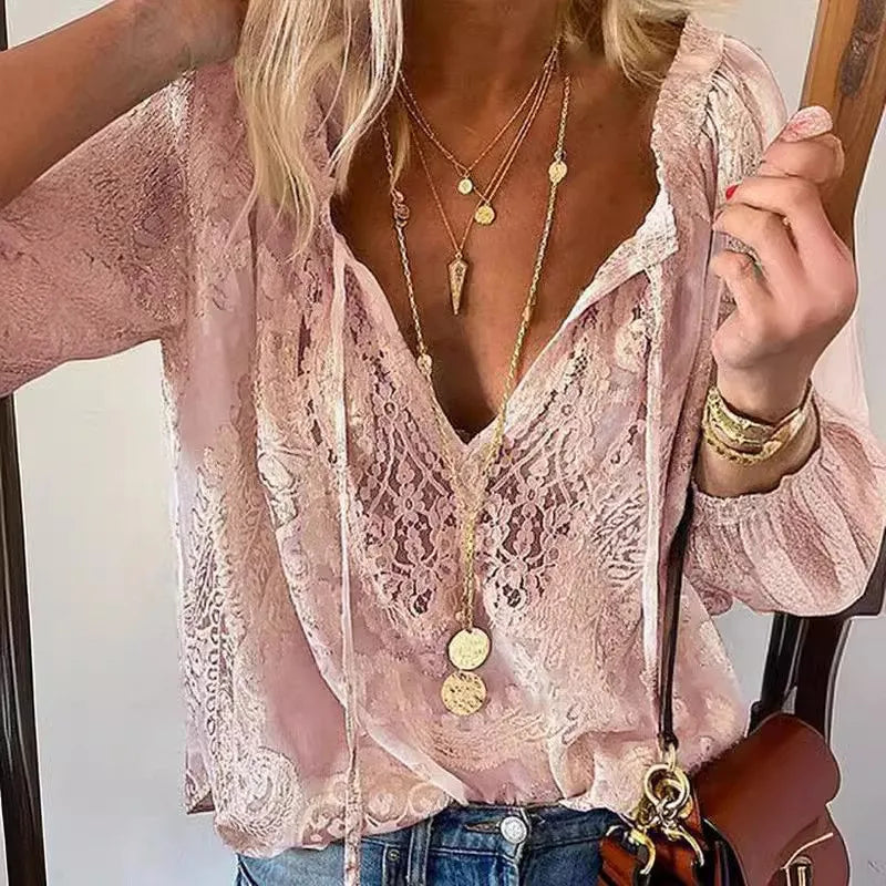 Blusas de mujer Primavera Verano moda Boho encaje ahuecad...