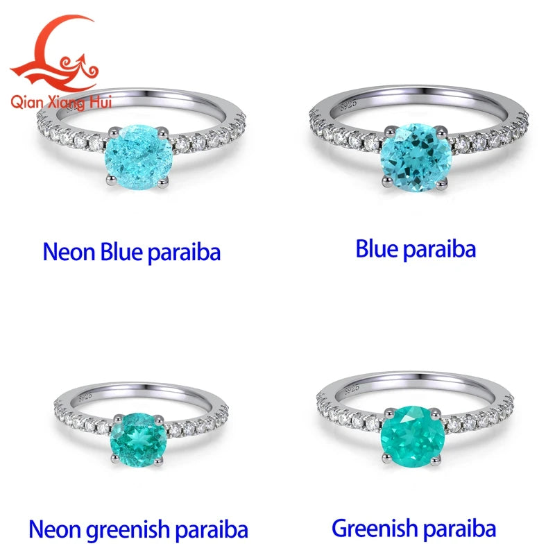 Anillo de Turmalina Paraiba Azul Neón Verdeáceo YAG Cread...