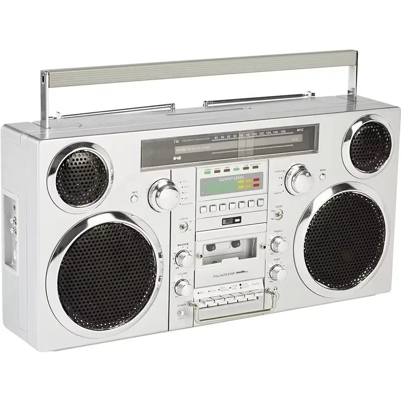 Radio Retro GPO Brooklyn | Reproductor de Casetes, Reproductor de CD, Altavoz Bluetooth, Radio FM, Sistema Estéreo Portátil