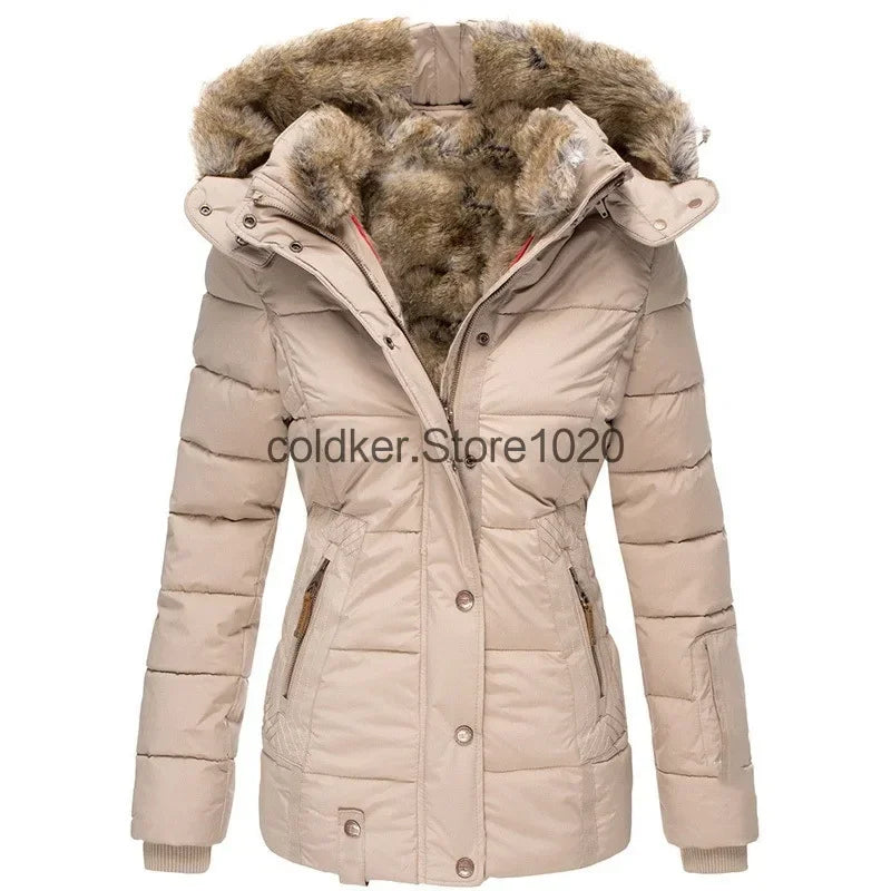 Chaqueta Acolchada de Algodón para Mujer 2026, Parkas Gru...