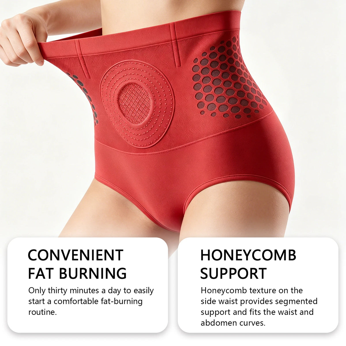 Textured honeycomb abdominal control shorts from Corporación Turística, designed to shape and slim the waist and hips naturally.