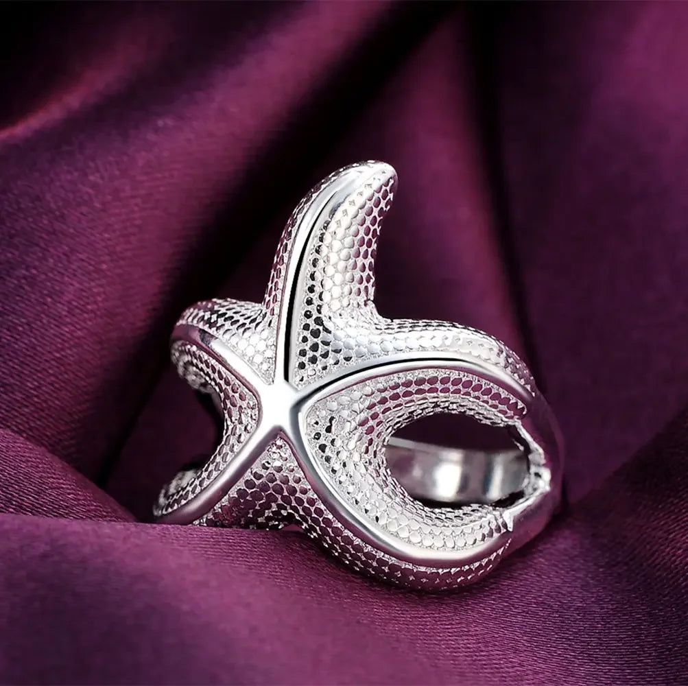Anillos de estrella de mar grandes finos de Plata de Ley ...