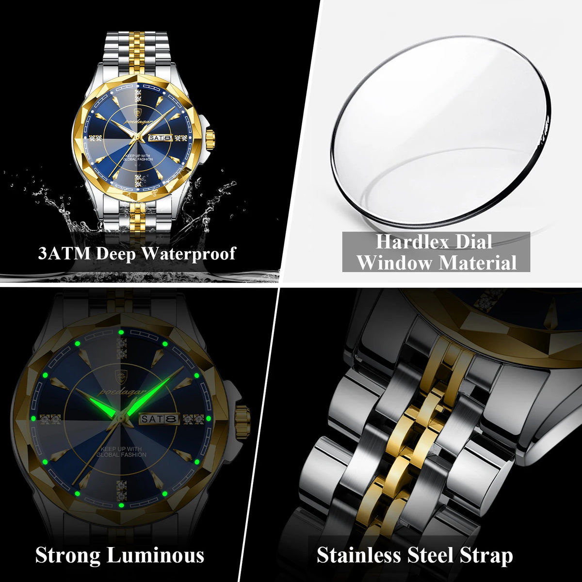 Reloj de Pulsera POEDAGAR para Hombre de Negocios, Resist...