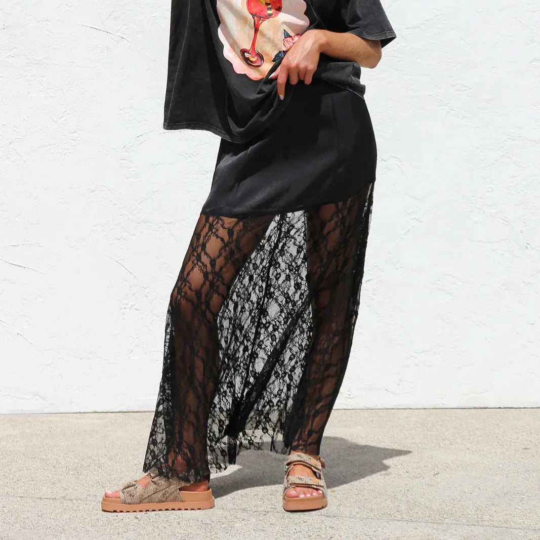 Falda Larga Boho de Verano para Mujer, Falda de Encaje, V...