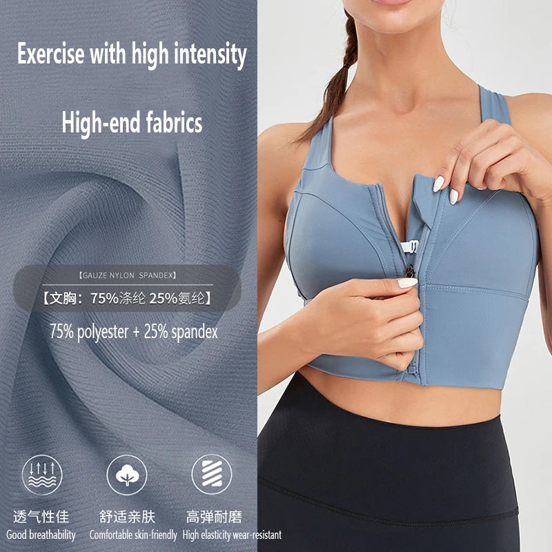 Sujetador Deportivo Mujer Talla Grande Cremallera Frontal Alto Impacto - Corporación Turística
