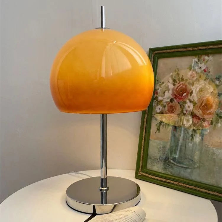 Lámpara de pie retro de cristal naranja con LED, estilo h...