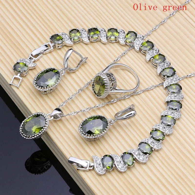 Conjunto de joyas de plata 925 Natural para mujer, pendie...