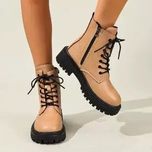 Botas de mujer de alta calidad, botas cortas de cuero cha...