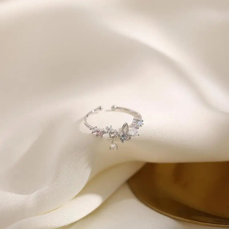Anillo Flor Circonita Ajustable Mujer Anenjery Princesa Elegante Regalo - Corporación Turística