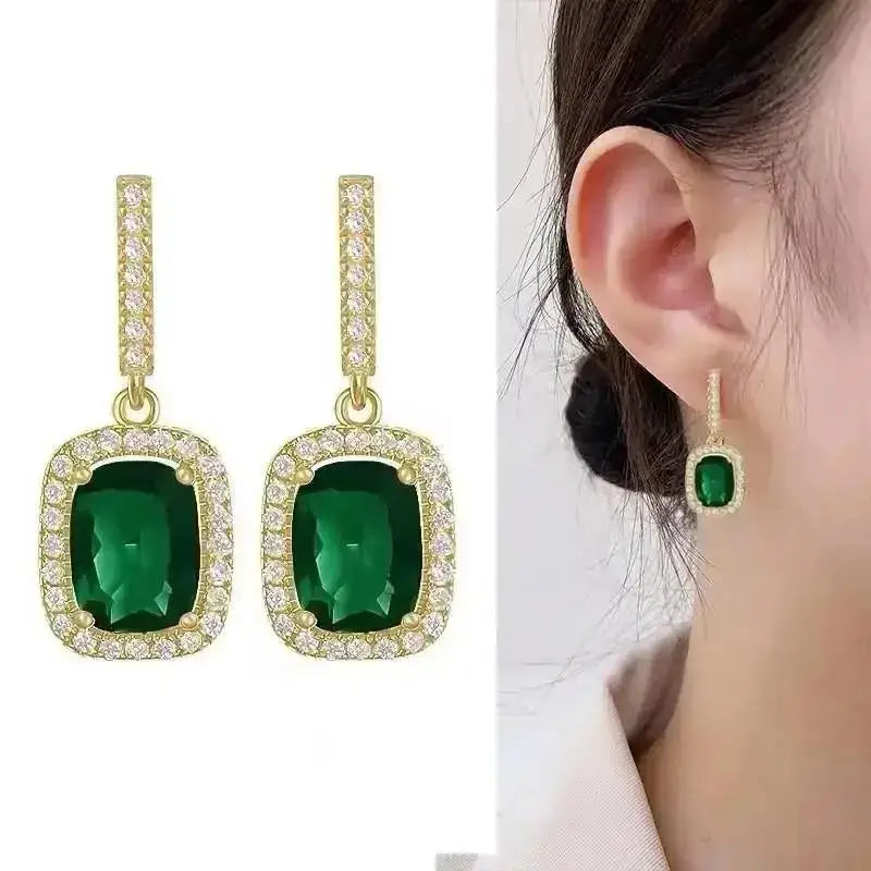 Pendientes de gota de corazón de cristal púrpura para muj...