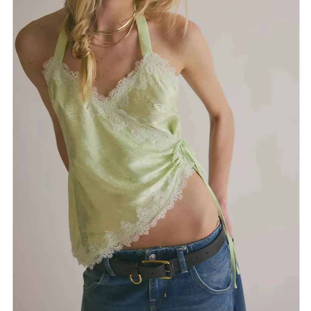 Camisola Satén Encaje Y2K Mujer Verano FYBITBO – Elegante y Sexy