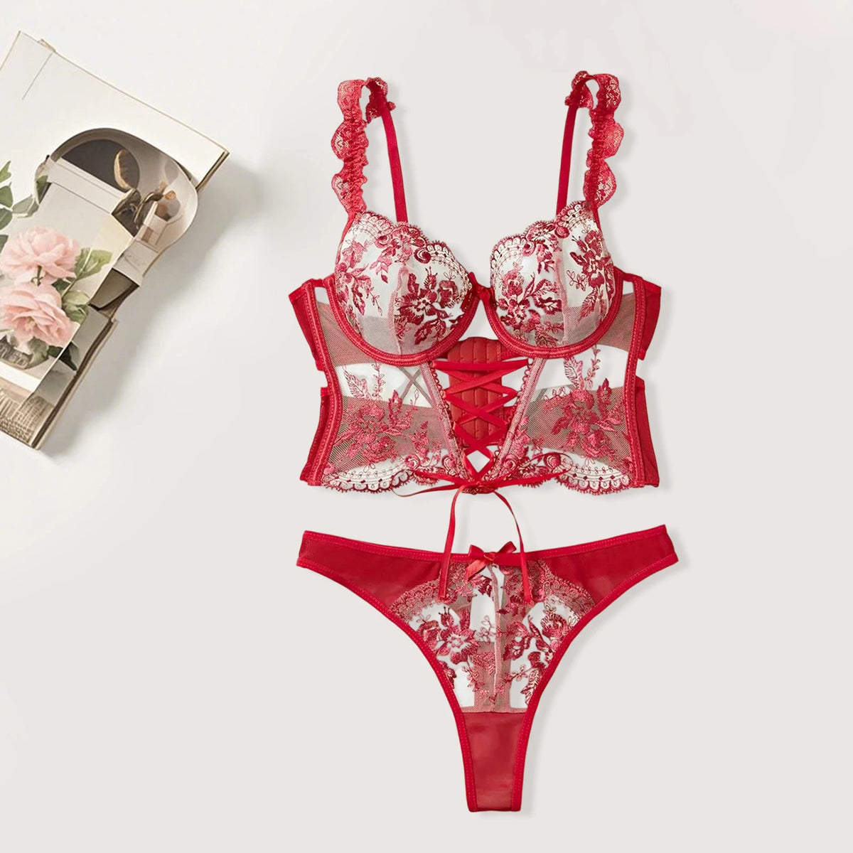 Lencería con bordado Floral para mujer, ropa de dormir La...