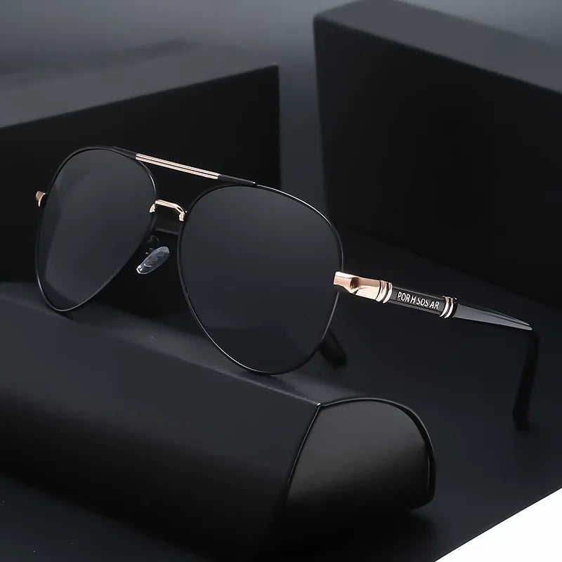 Gafas de sol polarizadas para hombre, montura metálica, g...